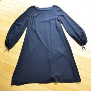 ESCADA Long Sleeve Black Silk Shift Dress Size IT42